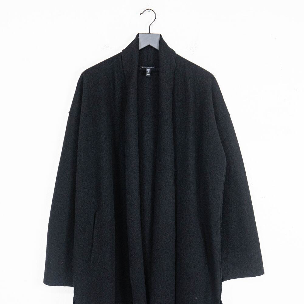Eileen Fisher Lightweight Boiled Wool Icon Coat in Regenerative wool black - Picture 5 of 11